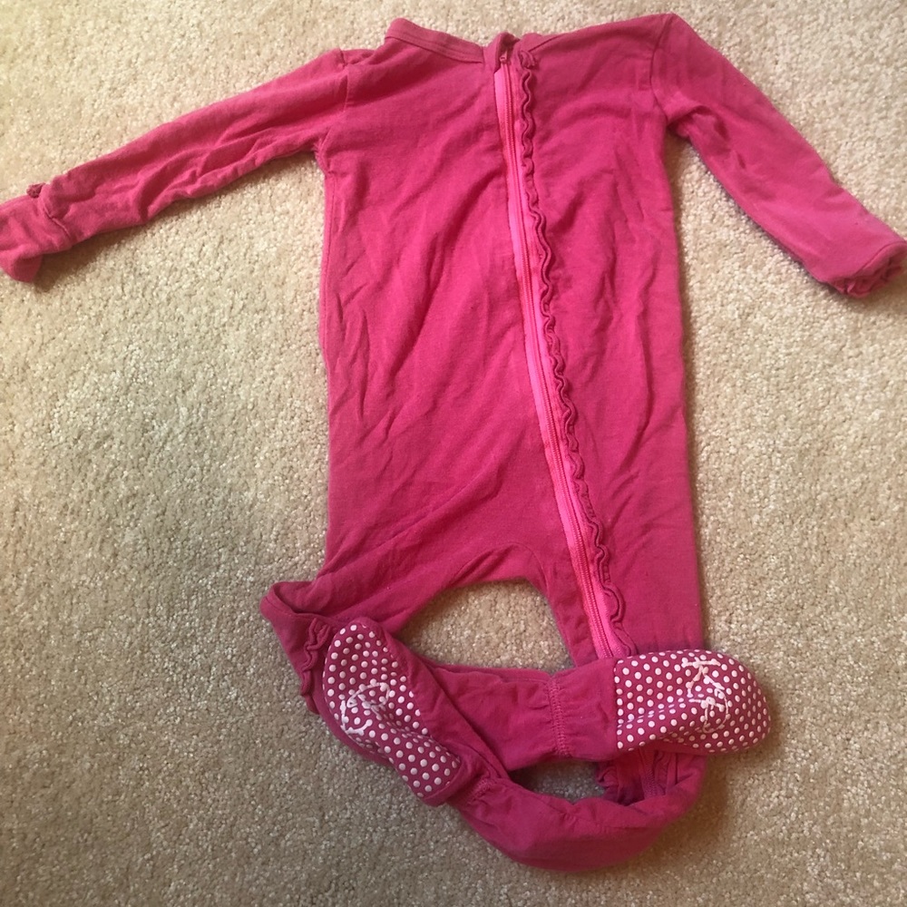 Kickee Pants rufflebutt footie: pink